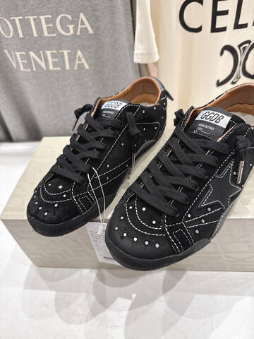 Golden Goose Super Star Black Silver Brown White Skate Shoe (BS-87462)