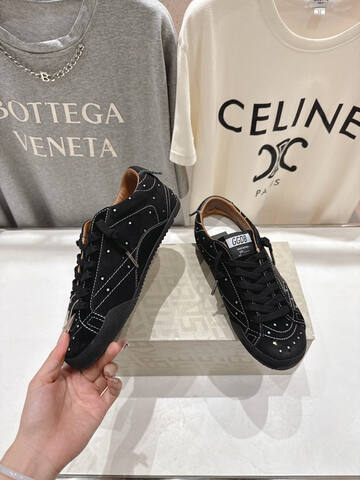 Golden Goose Super Star Black Silver Brown White Skate Shoe (BS-87462)