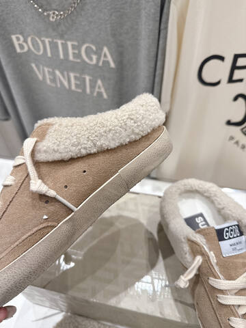Golden Goose Super Star Sabot Shearling Mule Tan White Cream Beige Sneaker (BS-87499)