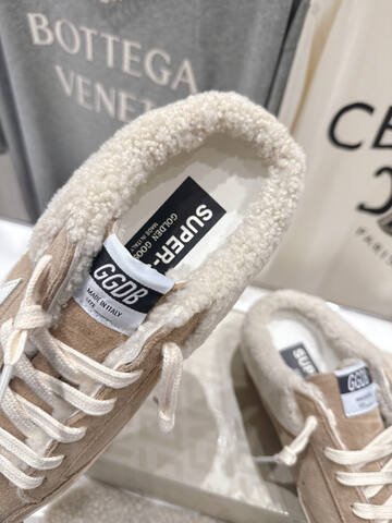 Golden Goose Super Star Sabot Shearling Mule Tan White Cream Beige Sneaker (BS-87499)
