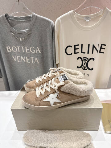 Golden Goose Super Star Sabot Shearling Mule Tan White Cream Beige Sneaker (BS-87499)