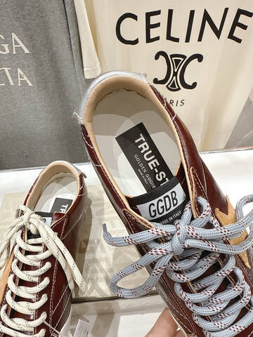 Golden Goose Super Star Burgundy Gold White Beige Skate Shoe (BS-87461)