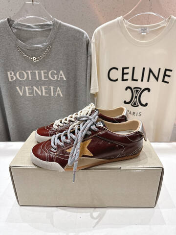 Golden Goose Super Star Burgundy Gold White Beige Skate Shoe (BS-87461)