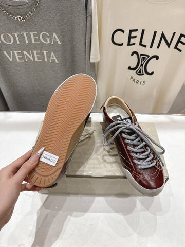 Golden Goose Super Star Burgundy Gold White Beige Skate Shoe (BS-87461)