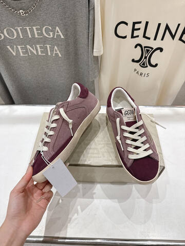Golden Goose Super Star Burgundy Mauve Silver Off White Skate Shoe (BS-87460)