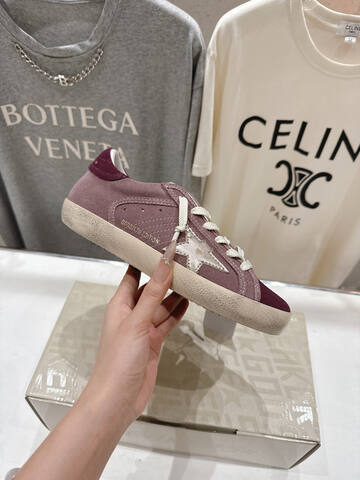 Golden Goose Super Star Burgundy Mauve Silver Off White Skate Shoe (BS-87460)