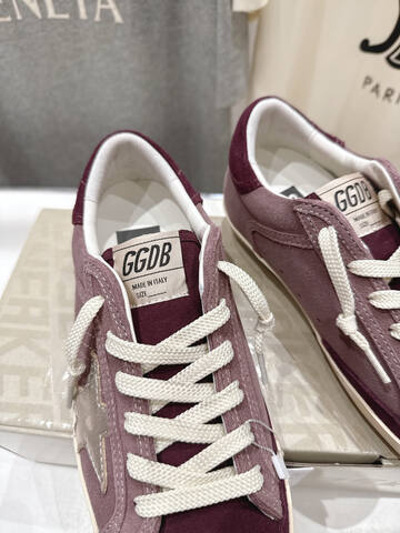 Golden Goose Super Star Burgundy Mauve Silver Off White Skate Shoe (BS-87460)