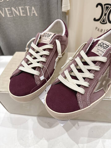 Golden Goose Super Star Burgundy Mauve Silver Off White Skate Shoe (BS-87460)