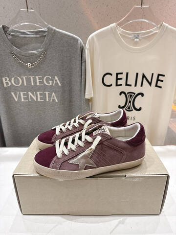 Golden Goose Super Star Burgundy Mauve Silver Off White Skate Shoe (BS-87460)