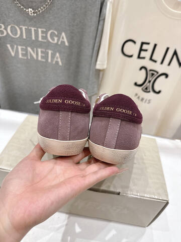 Golden Goose Super Star Burgundy Mauve Silver Off White Skate Shoe (BS-87460)