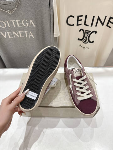 Golden Goose Super Star Burgundy Mauve Silver Off White Skate Shoe (BS-87460)