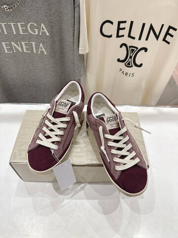 Golden Goose Super Star Burgundy Mauve Silver Off White Skate Shoe (BS-87460)
